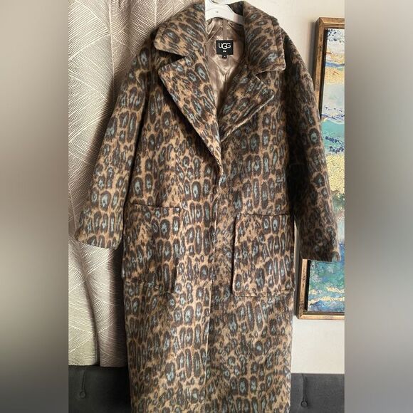 UGG Women's Hattie Long Oversized Coat Animal Print Novelty Size Médium - Picture 7 of 17